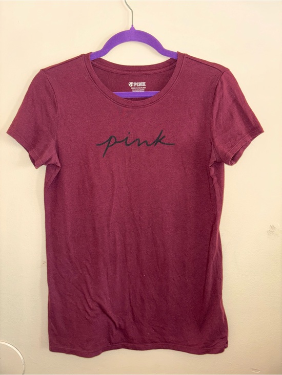 PINK Victoria's Secret Tops - PINK Victoria's Secret Short Sleeve Tee in Burgundy